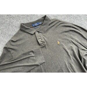 Vintage Ralph Lauren Polo Shirt Mens 2XL  XXL Gray Long Sleeve Flesh Pony